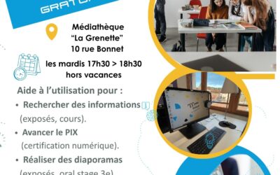 Permanence numérique à la médiathèque – Gratuit – tous les mardis à 17h30